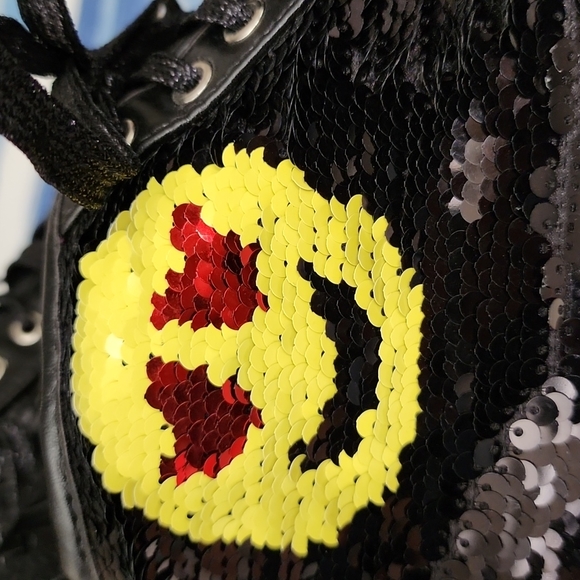 Steve Madden Kid’s Sequin Emoji Smiley Sneakers, Size 3 - Picture 2 of 8